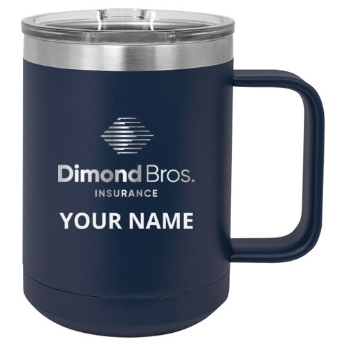 DimondBros Logo Engraved on a  Polar Camel - 15 oz. Vacuum Insulated Mug with Slider Lid Thumbnail