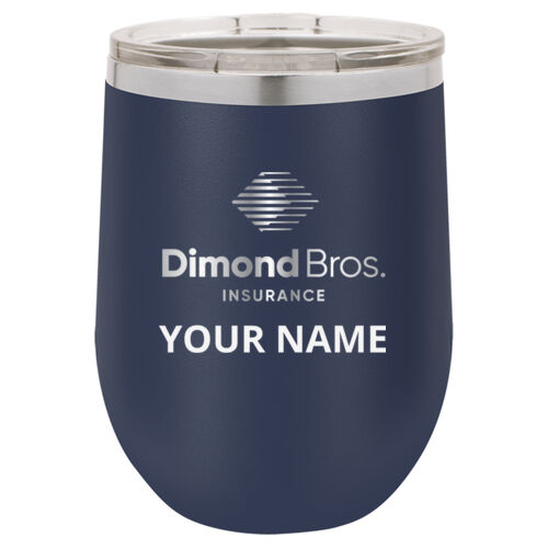 DimondBros Logo Engraved on a Polar Camel - 12 oz. Vacuum Insulated Stemless Wine Tumbler with Lid Thumbnail
