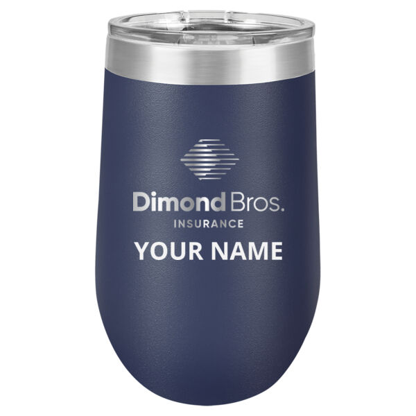 DimondBros Logo Engraved on a Polar Camel - 16 oz. Vacuum Insulated Stemless Wine Tumbler with Lid Thumbnail