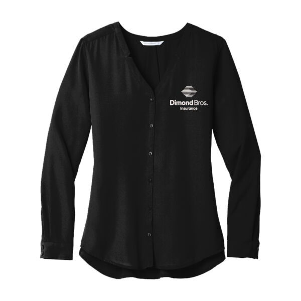 DimondBros Logo Embroidered on a Port Authority - Women's Long Sleeve Button Front Blouse Thumbnail