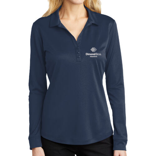 DimondBros Logo Embroidered on a Port Authority® - Women's Silk Touch Performance Long Sleeve Polo Thumbnail