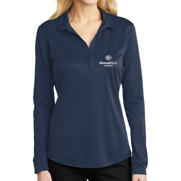 DimondBros Logo Embroidered on a Port Authority® - Women's Silk Touch Performance Long Sleeve Polo Thumbnail